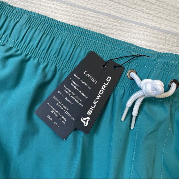 Silkworld Teal 7” Swim Athletic Shorts Attached Boxer Shorts Mens Size XXL New - Picture 8 of 13